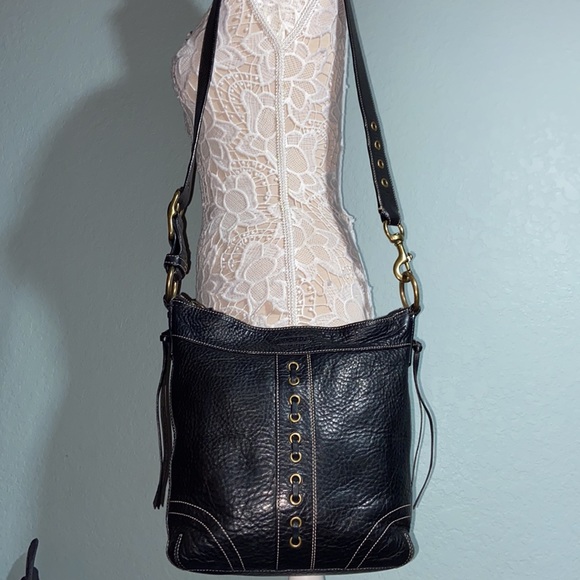 EUC VINTAGE COACH CHELSEA  LACED DUFFLE CROSSBODY SHOULDER BAG 10399 black - Picture 1 of 11